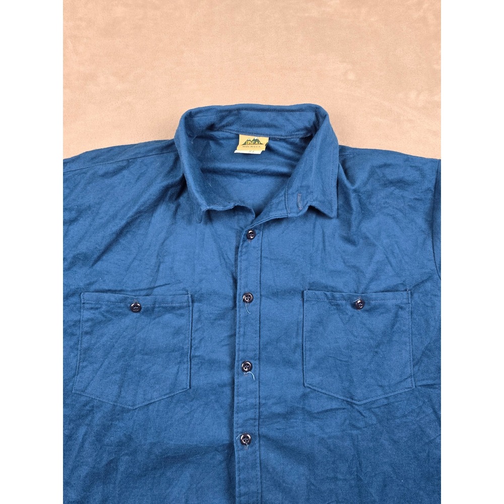 Vintage Ideal Flannel‎ Shirt Mens XL Blue Button Up Made in USA Oversized
